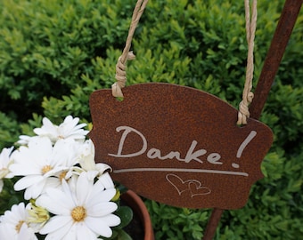 Sign "THANK YOU" - patina - rust decoration - garden decoration