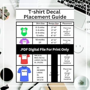 Guia de tamanhos de camisas, download digital, guias para pequenas empresas, arquivos PDF, arquivos para impressão, camisetas personalizadas