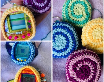 Spiral snail case cover two-tone filigree pattern suitable for gigapets and many Tamagotchi Uni Vpet models ON, meets, Smart, Pix