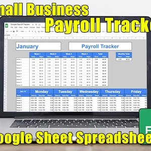Payroll Tracker | Small Business Spreadsheet | Google Sheet Spreadsheet | Monthly Payroll Tracker | Hourly Employee Tracker | Google Sheets