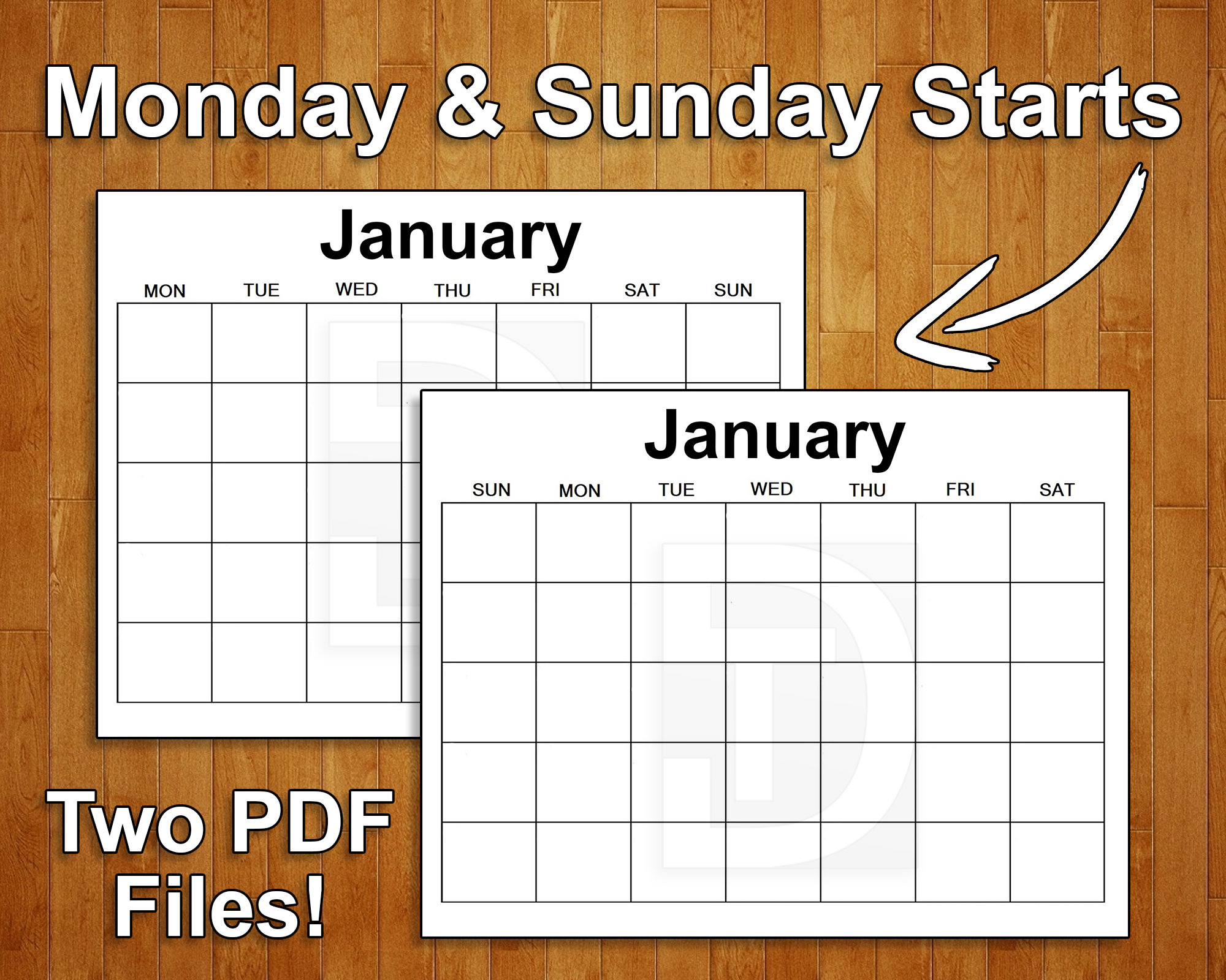 Blank Calendar | 12 Month Calendar |printable Pdf’s | 8.5 in X 11 in ...