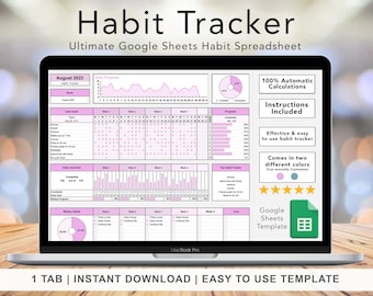 Gewoonte-tracker-spreadsheet | Google Spreadsheets | Dagelijkse en wekelijkse tracker | Doelplanner | Gewoonte spreadsheetsjabloon | 2 standaardkleurenvarianten