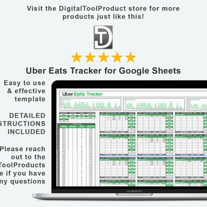 Uber Eats Delivery Tracker Template for Google Sheets Uber Eats Delivery Log Trip Projections & Statistics Google Sheets Spreadsheet image 9