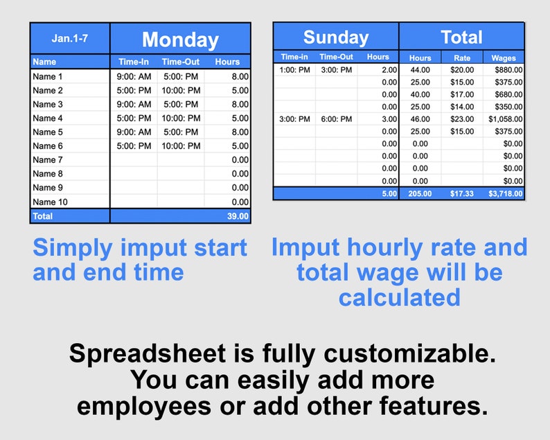 Payroll Tracker Spreadsheet: Small Business Google Sheets (PDF) - Etsy