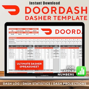 Doordash Dasher Tracker Template Apple Numbers Spreadsheet Doordash