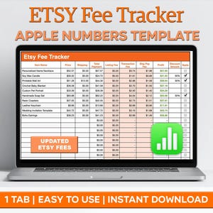 Etsy Fees Tracker Tabelle für Apple Numbers (Digitaler Download)