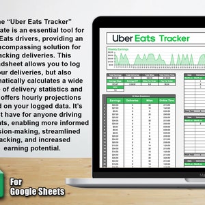 Uber Eats Delivery Tracker Template for Google Sheets Uber Eats Delivery Log Trip Projections & Statistics Google Sheets Spreadsheet image 2