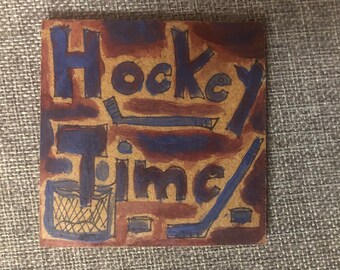 Posavasos de hockey. Pintado a mano.