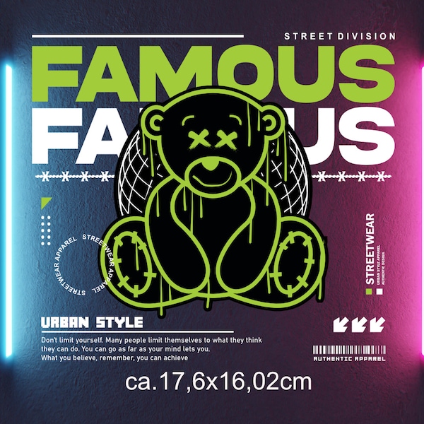 Famous Urban Style - Bügelbild, Bügelmotiv, Textiltransferdruck, Textildruck, DTF, Applikation