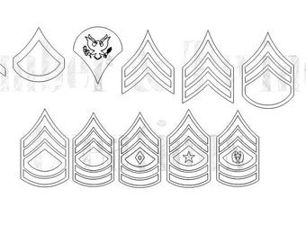E-6 through E-9 Army Rank SVG BUNDLE Army Enlisted Drawing ...