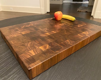 Large & Extra Large Walnut End Grain Cutting Board, Butcher Block, Charcuterie Board - Handcrafted - Reversible with Finger Grips