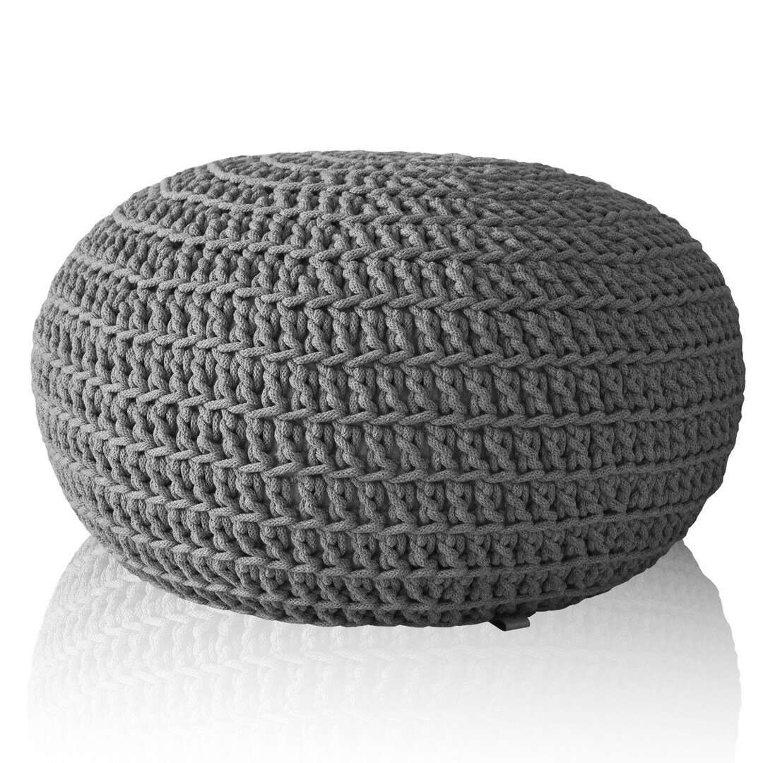 Handmade Round Pouf Cotton Rope Pouf Cover 50x30 Cm Gray Etsy