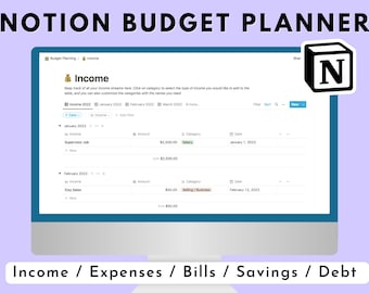 Budget Planner Notion Template  | All In One Notion Template | Notion Planner | Notion Editable Template | Notion Organize Template