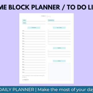 May include: A printable daily planner with a light blue and white color scheme. The planner is divided into two sections: a schedule for the day and a to-do list. The schedule section includes time slots from 7am to 11pm. The to-do list section includes sections for key tasks, habits, and notes. The planner also includes a section for writing down what you are grateful for. The text "Today's Goals" is at the top of the page. The text "DAILY PLANNER | Make the most of your day!" is at the bottom of the page.