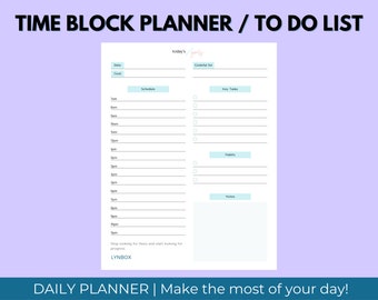 Time Block Pad, Time Blocking, Daily Schedule, Agenda, Time Block, Printable Schedule, To Do List Hours Time Blocking