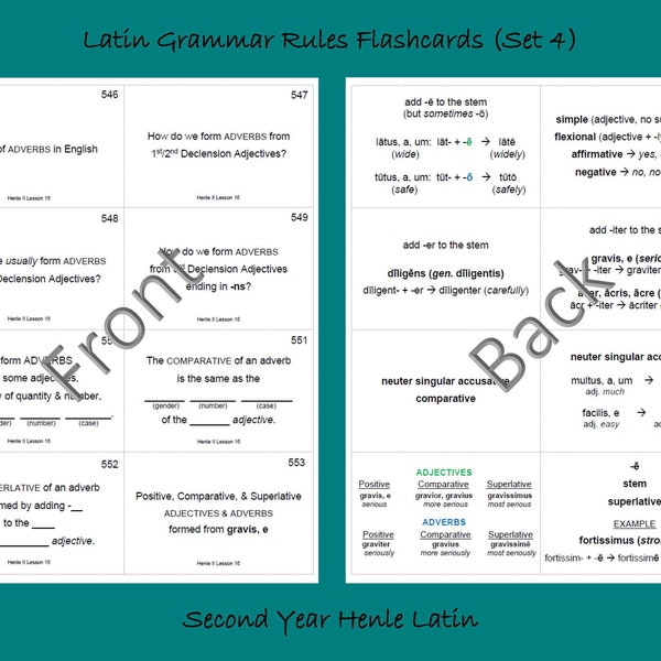 Second Year Henle Latin Grammar Rules Flashcards (Set 4)
