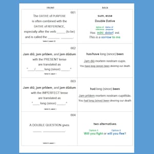 Third-Year Henle Add-On for Latin Grammar Rules Booklet