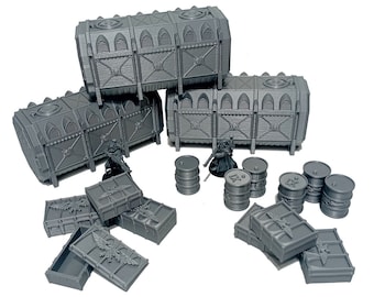 Crates Set - Industrial Scatter Terrain for 28-32mm Tabletop Terrain, Sector Mechanicus,  Zone Mortalis, Necromunda, Space Hulk Style 40k