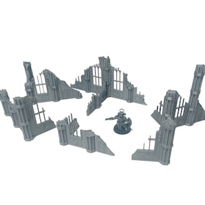 Gothic Buildings Ruins Set E - 3D Printed terrain model for tabletop wargames, Scifi Scenography, 28mm Miniature wargames,
