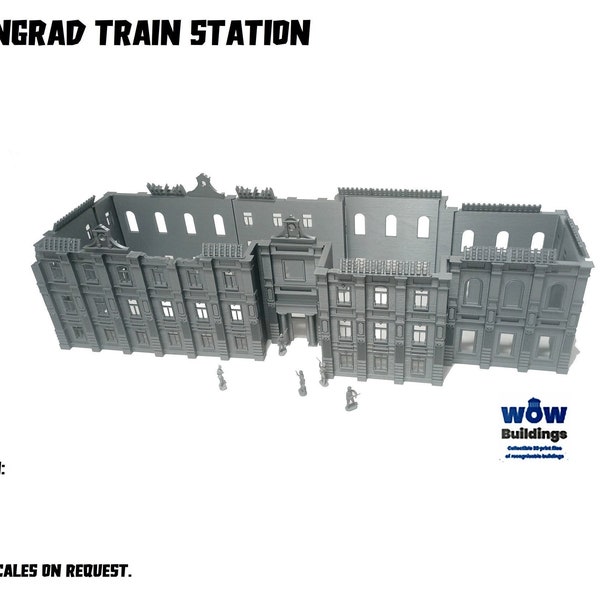 Treinstation van Stalingrad - Stalingrad-terrein WO II, modelterrein voor tabletop wargames, modelleringsdiorama, weegschaal, H0, 15-20- 28 mm