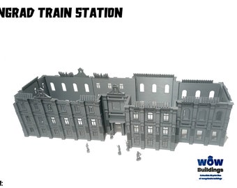 Stalingrad Train Station - Stalingrad Terrain WWII,  Model Terrain for Tabletop Wargames, Modelling Diorama, Scales, H0, 15-20- 28mm