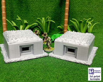 Panzerbunker - 3D Gedrucktes Gelände WWII, The World at War, 15-20-28 mm Miniature Wargames, Japanischer Bunker, Diorama-Modell