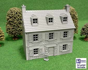 Normandy Rural Building Farm House - 15mm, H0, 20mm, 28mm, 35mm Terrain, Tabletop Wargames, Historical Dioramas, 3D Printed Terrain WWII