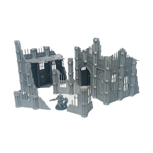 Gothic Gebäude Ruinen Set C - 3D Gedrucktes Geländemodell für Tabletop Kriegsspiele, Scifi Scenografie, 28mm Miniatur Kriegsspiele,