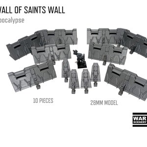 Sci-Fi Apocalypse Terrain for 28mm Miniature Sci-fi Tabletop Wargames - Bunker, Fortress, War Scenery Model, Wall of Saints, 40K Terrain
