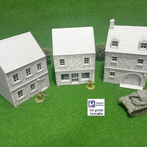Bundle Pack Normandy Town, Stone Houses - 15mm, H0, 20mm, 28mm, 35mm Terrain, Tabletop Wargames, Historical Dioramas, 3D Terrain WWII