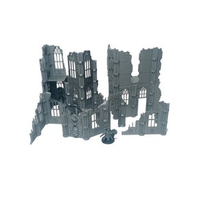 Gothic Buildings Ruins, Set A - Gothic Terrain for tabletop wargames, Scifi Scenography, 28mm Miniature wargames, 3D Printed Terrain