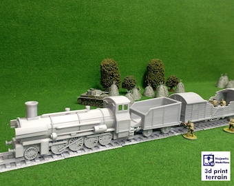Train Set - 15mm, H0, 20mm, 28mm,  Terrain, Tabletop Wargames, Historical Dioramas, 3D Printed Terrain WWII