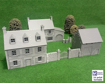 Bundle Pack Normandy Rural Building - 15mm, H0, 20mm, 28mm, 35mm Terrain, Tabletop Wargames, Historical Dioramas, 3D Printed Terrain WWII