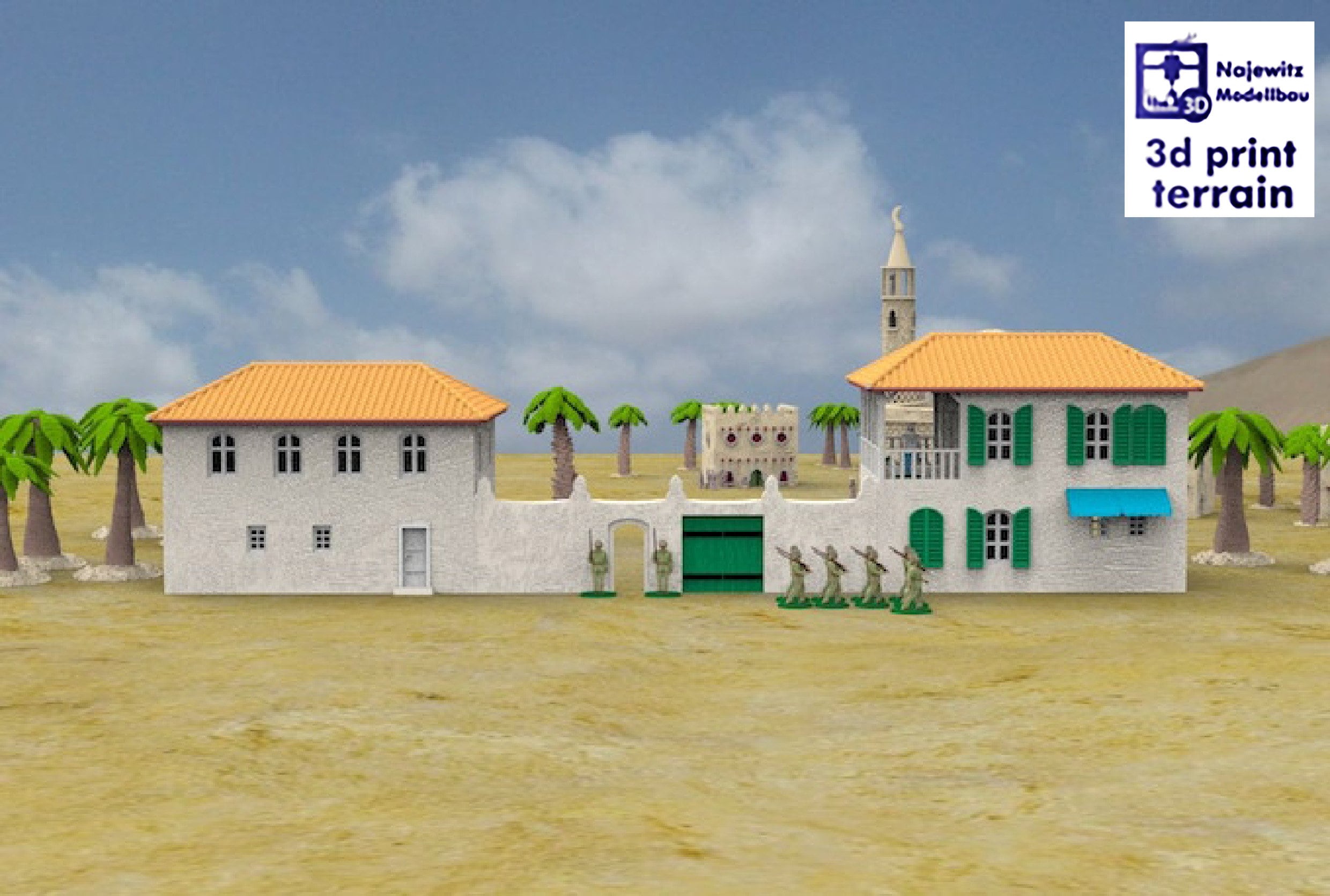Administration Building - Colonial Period Europe North Africa Dioramas, Available in 15mm/H0/20mm/28mm/35mm, 3D Print Terrain, Najewitz