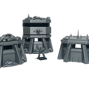 Pillbox Set - Apocalypse Terrain Collection, Available in 28mm/32mm/40mm, Bunker Terrain, War Scenery, 40K Terrain, Defense System Terrain