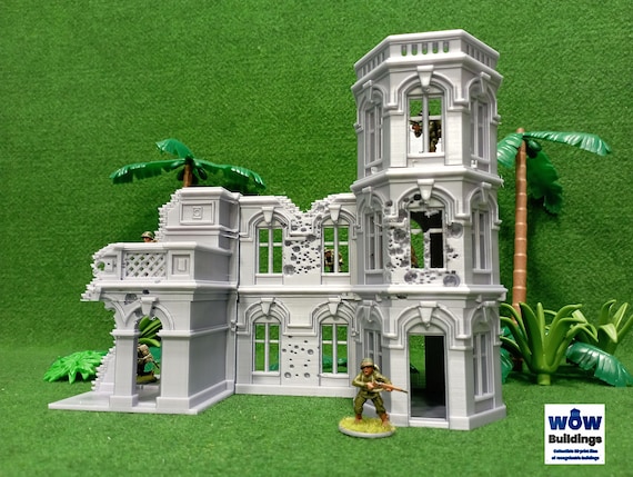 Burma Hotel - Tabletop Terrain, 3D Printed Terrain for yor favourites Board Games and Diorama, Available in various scales, Bolt Action FOW