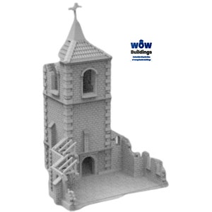 Church Dice Tower, Western Front WWII - Diorama Normandy Church, Available in 15mm/H0/20mm/28mm/35mm, WWII Terrain, WWII Dice Tower Normandy