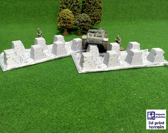 Dragonteeth[2x] - Anti-Tank Defense, D-Day, 3D Printed models WWII, 15-20-28 mm Terrain, Diorama model, Miniature Wargames