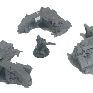 Rhino Destroyed: 3 sets, Scatter Terrain 30K, Vehicle Destroyed, 28 mm miniatuur Wargames, Strong Point, terrein 40K, 28-32 mm