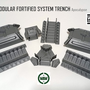 Modular Fortified Trench System 3D Printed terrain model for tabletop wargames, Scenography, 28mm Miniature wargames, 3D Printed Terrain