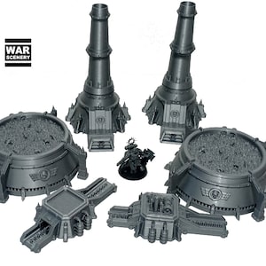 Crematorium x2 + Food Processing SIlo Model B x2 + External Conveyor x2 - Industrial Grimdark Terrain, Scifi Terrain, 40K Terrain 28mm/32mm