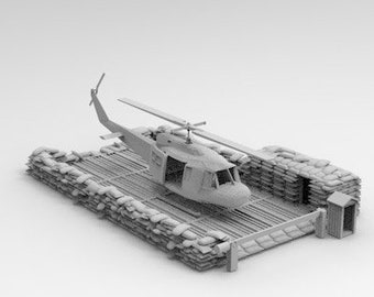 Heli Landing Pad, US Camp - Vietnam War, Available in 15mm/H0/20mm/28mm/35mm, Vietnam War, Train Station Terrain