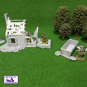 Small package Normandy WWII - 3D Printed terrain miniatures  for tabletop wargaming, diroama model, 3D printed terrain WWII,