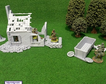 Small package Normandy WWII - 3D Printed terrain miniatures  for tabletop wargaming, diroama model, 3D printed terrain WWII,