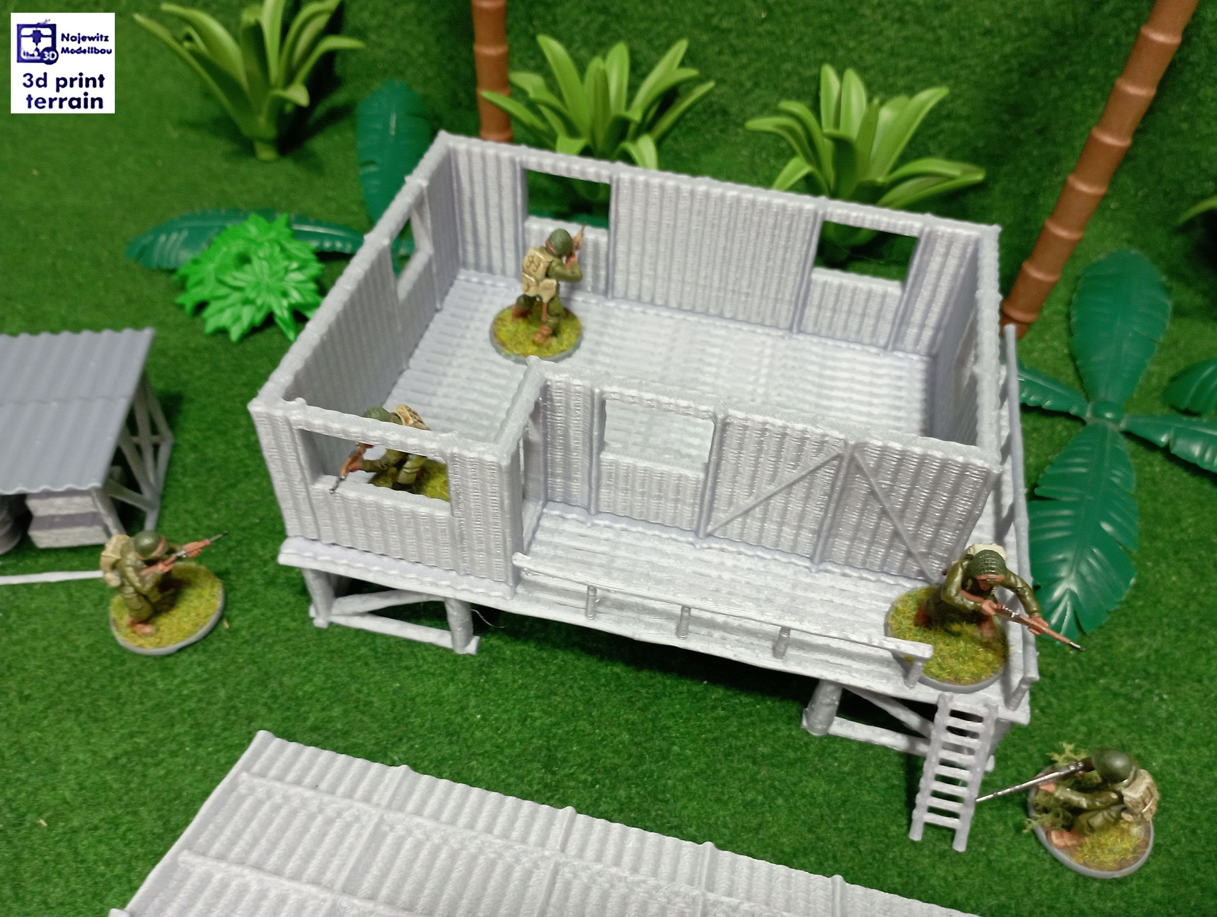 Jungle Outpost - 3D Printed Terrain WWII & Diorama for Your 