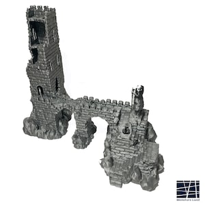 Abandoned River Tower & Fantasy Scnery - Bridge Terrain - Ruined Bridge - Middle Earth - The Old World - DnD Terrain
