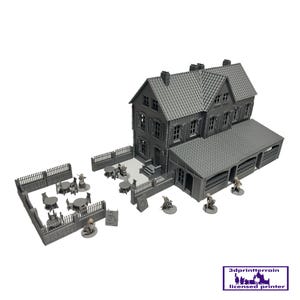 Hotel Restaurant, Western Front WWII - Available in 15mm/H0/20mm/28mm/35mm, 3DPrint Terrain, Tabletop Wargames, Historical Dioramas