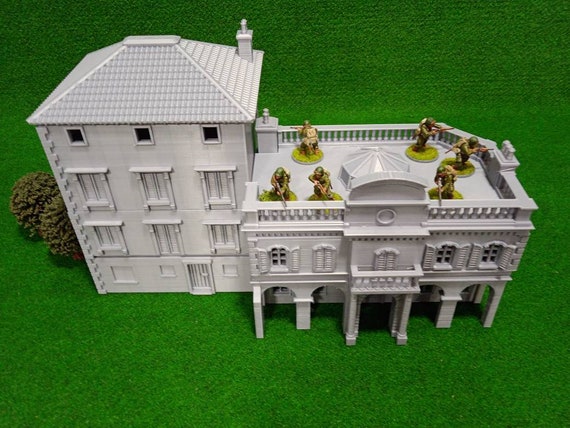 French Street Bank - 2 Buildings, Printed terrain model for tabletop wargames, historical secenics, 3D Printed Terrain WWII, 15-20-28mm