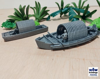 Sampan - Vietnam War, Available in 15mm/H0/20mm/28mm/35mm,  3D Printed Terrain WWII & Diorama for your favourtie Tabletop Games,