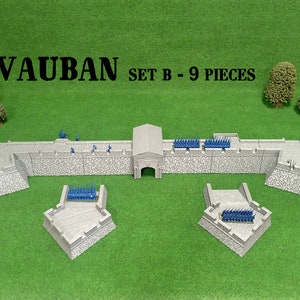 Vauban, Set B - Printed terrain model for tabletop wargames, historical secenics, 3D Printed Terrain WWII, 15-20- 28mm